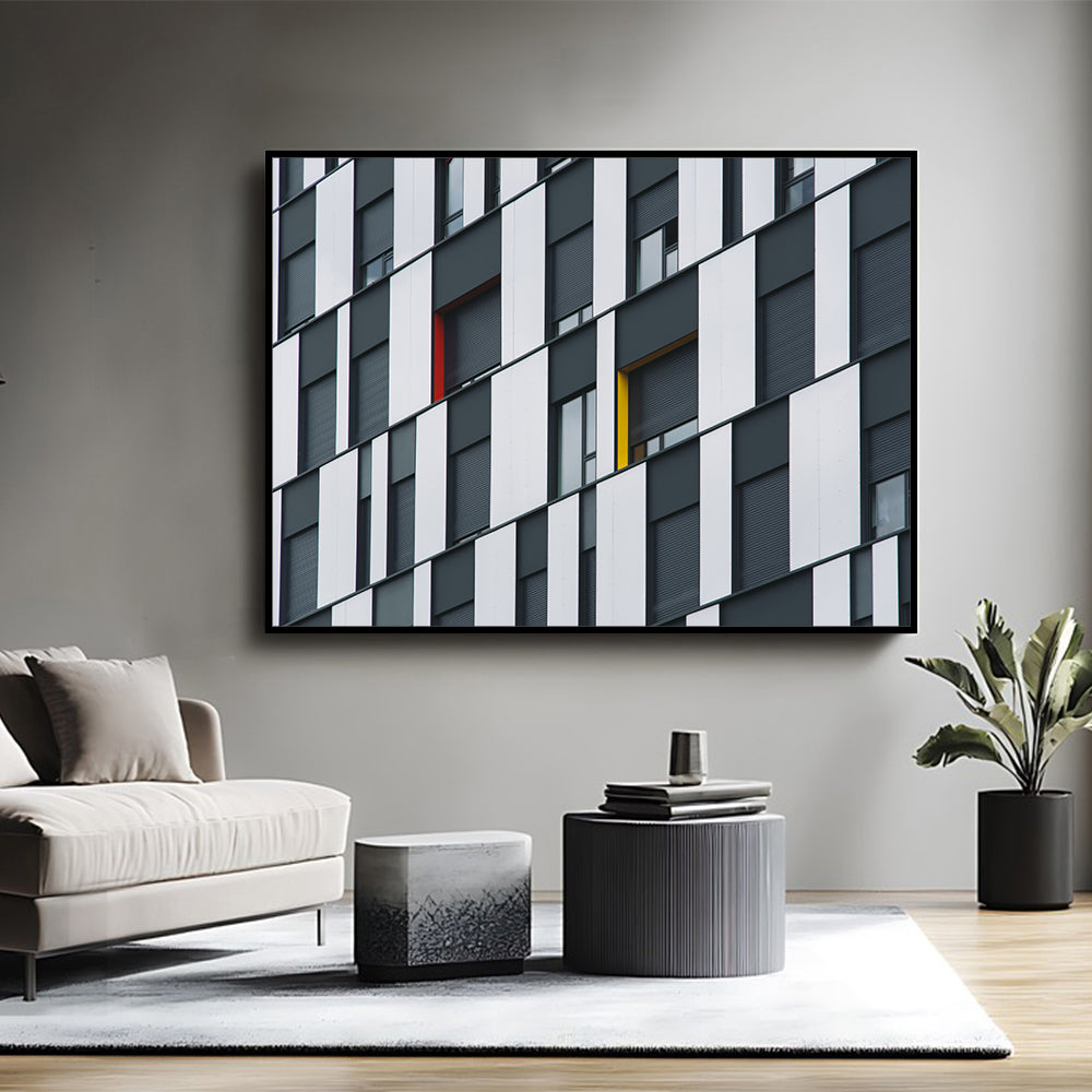 Geometric Facade Canvas Wall Art – Modern Architectural Design