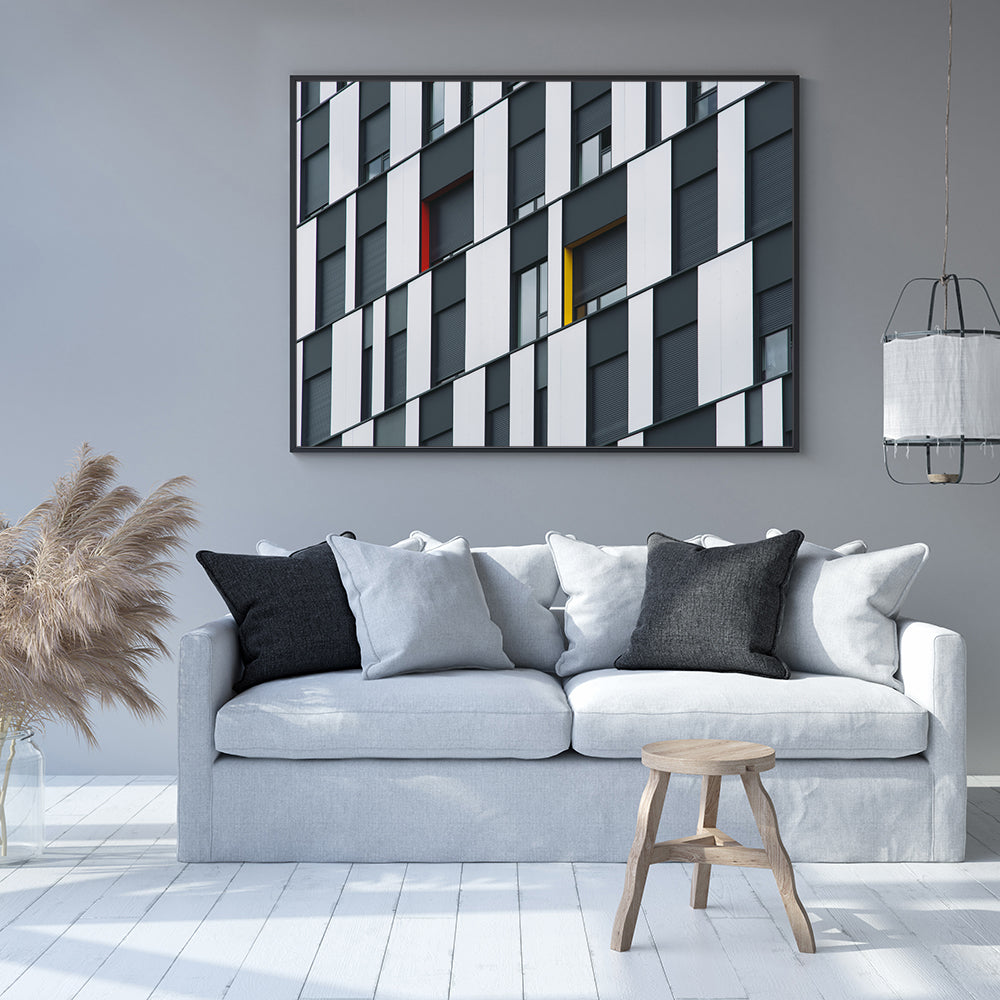 Geometric Facade Canvas Wall Art – Modern Architectural Design