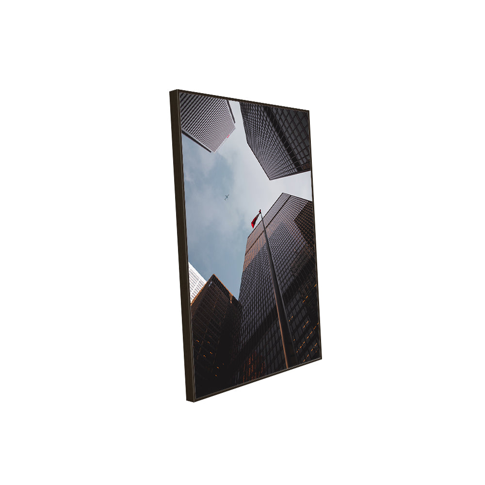 Skyward Gaze: Modern Urban Skyline Canvas Wall Art