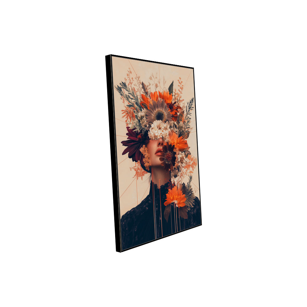 Floral Majesty: Vibrant Crowned Portrait Canvas Art