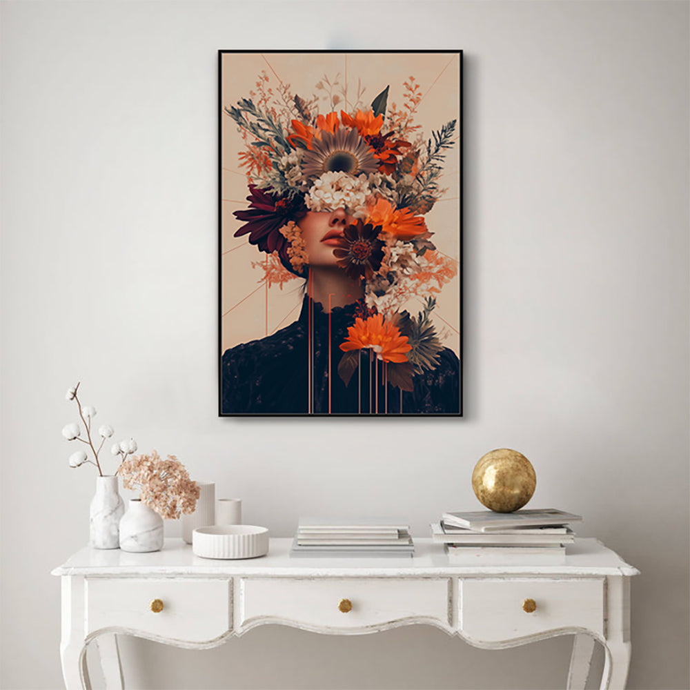 Floral Majesty: Vibrant Crowned Portrait Canvas Art