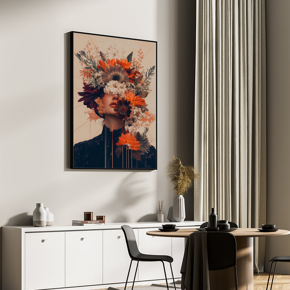 Floral Majesty: Vibrant Crowned Portrait Canvas Art
