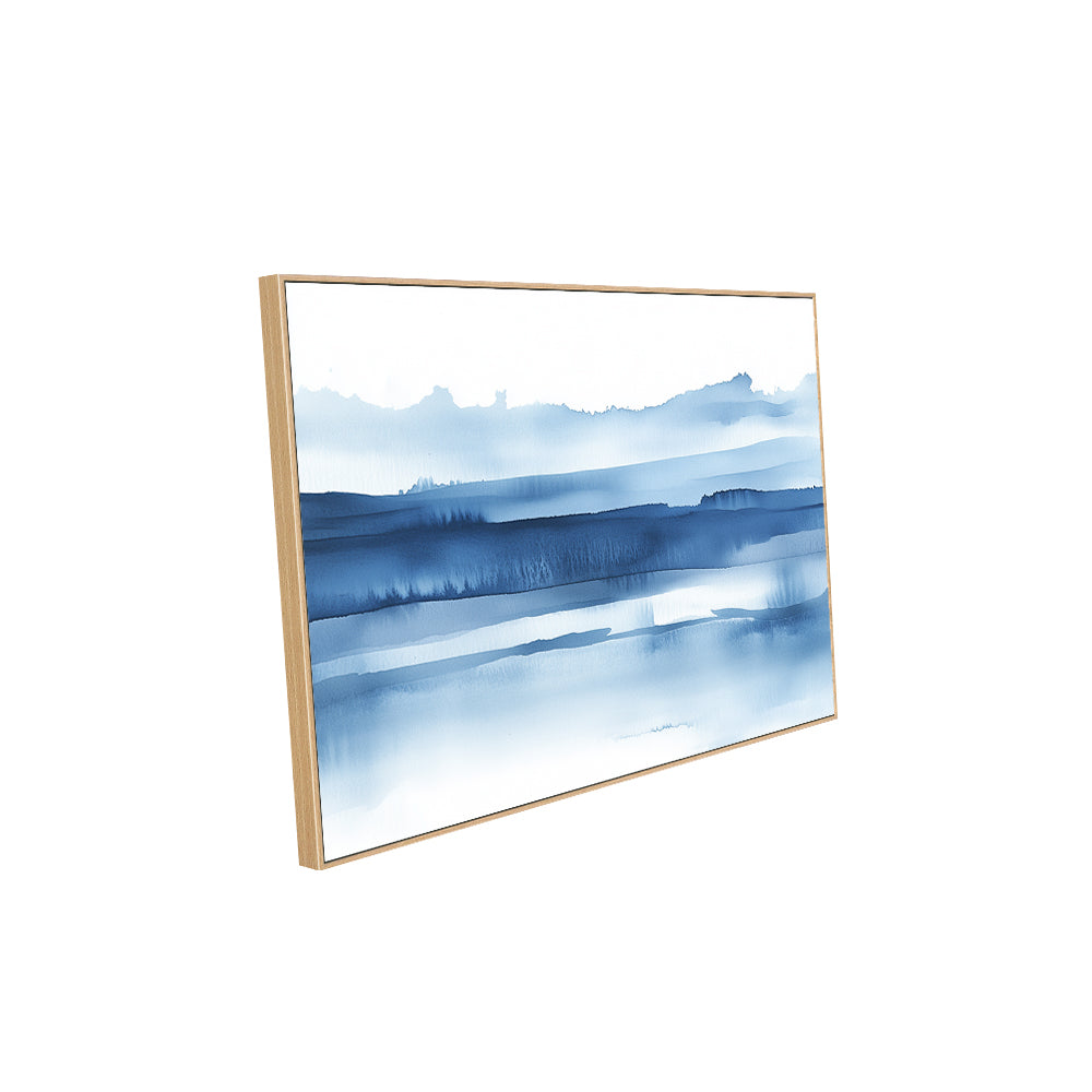 Serene Blue Horizon – Watercolor Landscape Canvas Wall Art