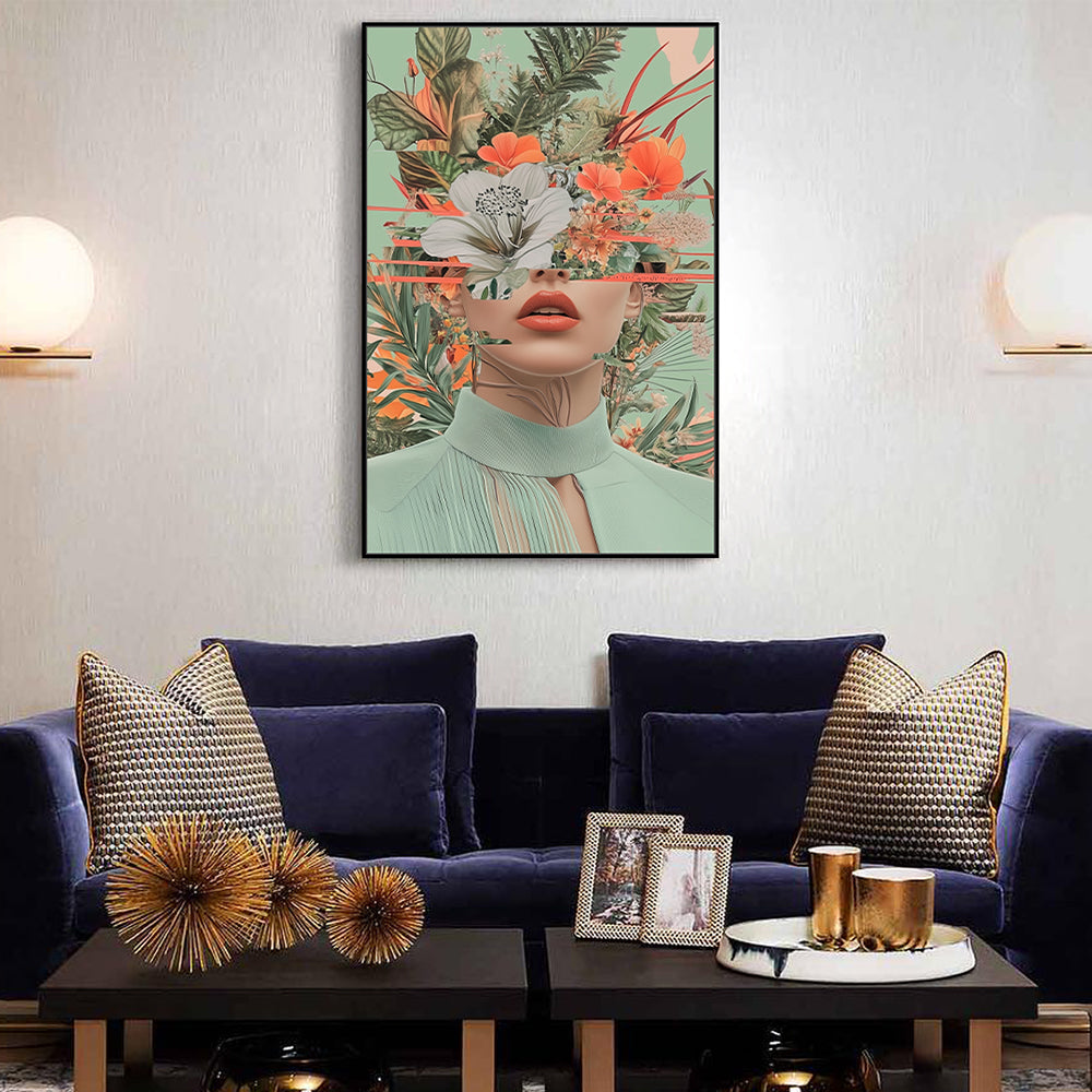 Tropical Fusion: Modern Portrait Canvas Wall Art