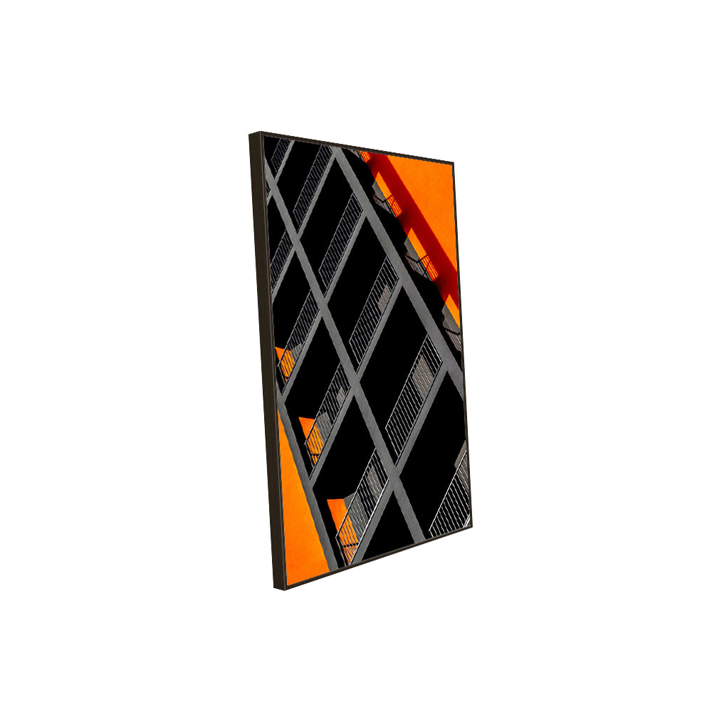 Bold Contrast: Geometric Orange And Black Canvas Wall Art