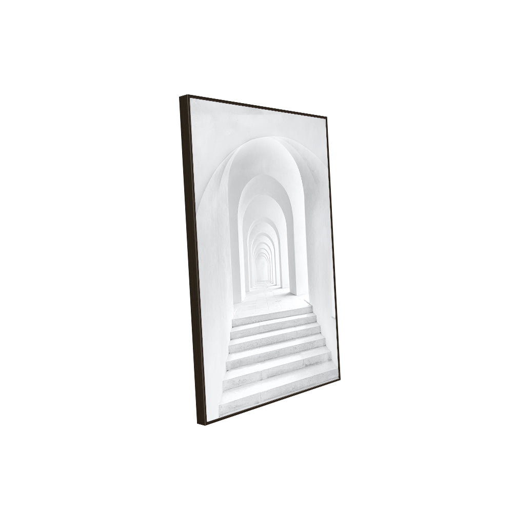 Serene Archways: Minimalist White Canvas Wall Art