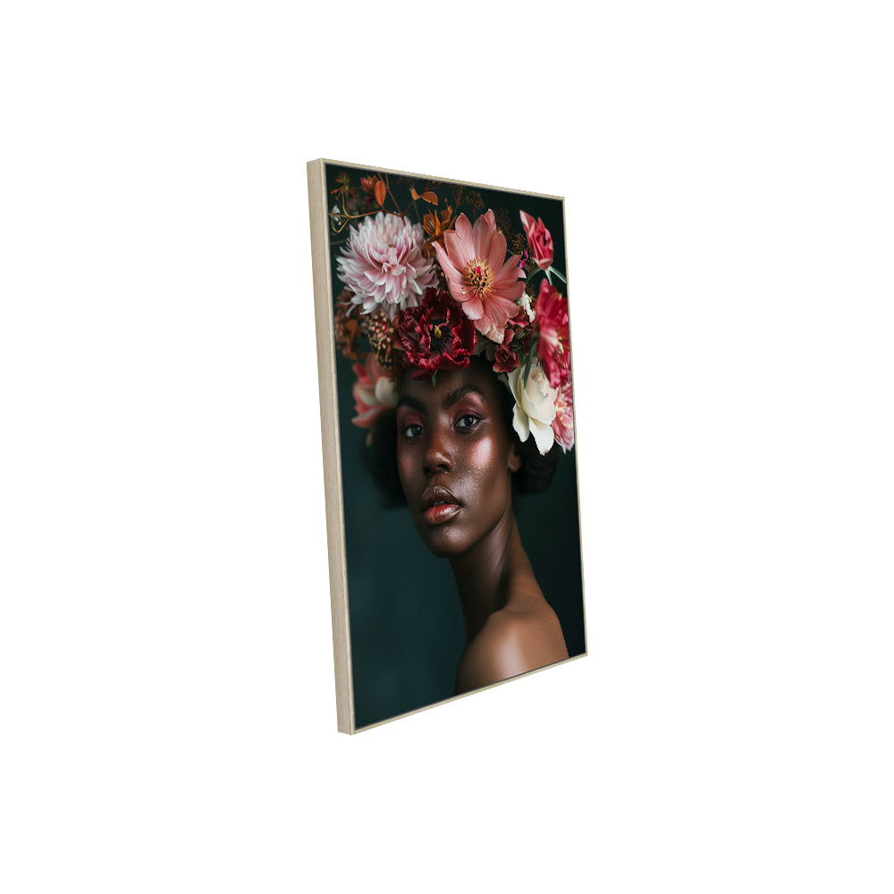 Grace in Bloom: Floral Crown Portrait Canvas Wall Art