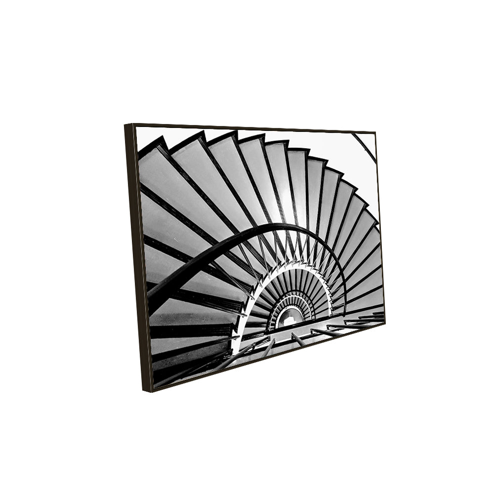 Spiral Elegance: Monochrome Staircase Canvas Wall Art