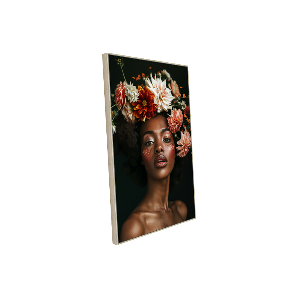 Majestic Portrait with Floral Crown - Wall Art Canvas