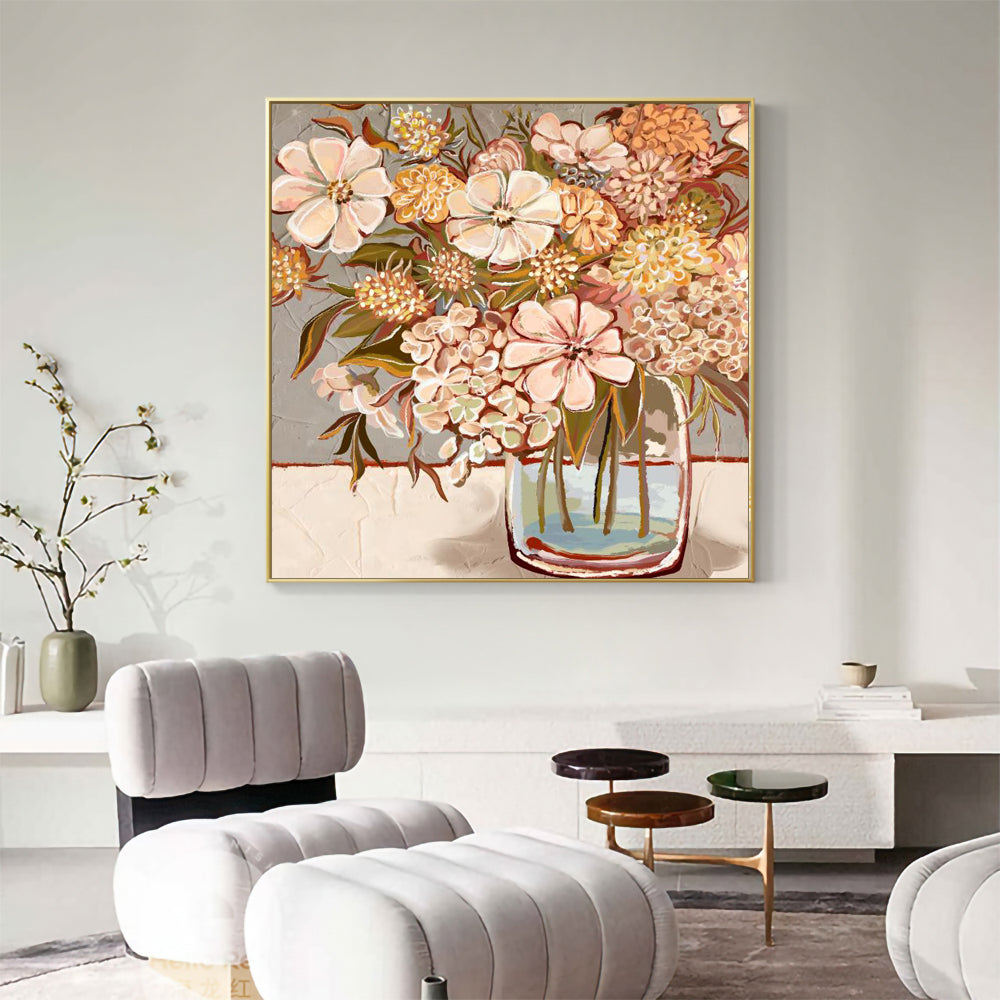 Rustic Floral Vase Canvas Wall Art