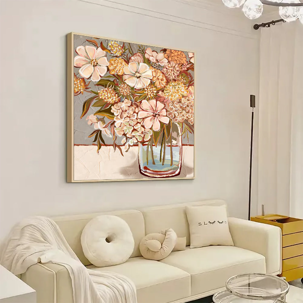 Rustic Floral Vase Canvas Wall Art