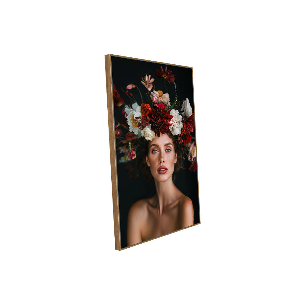 Timeless Beauty: Woman With Vibrant Floral Crown Canvas