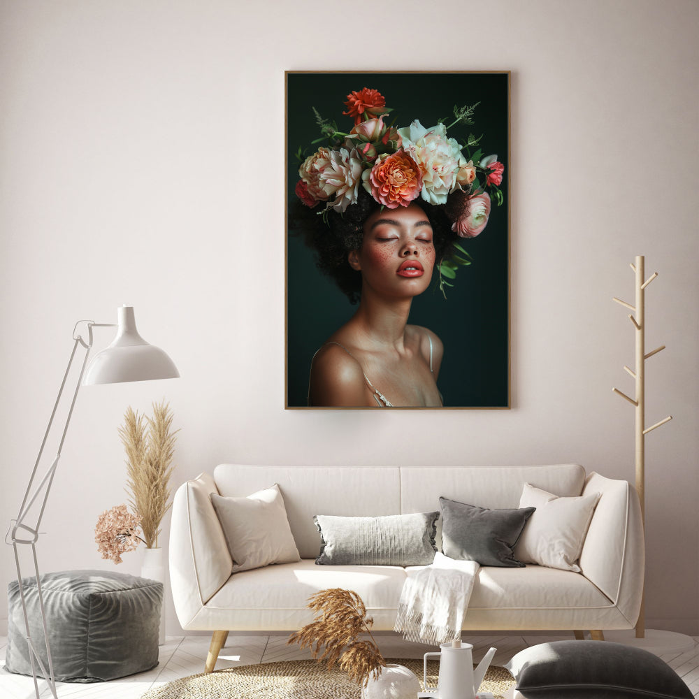 Floral Majesty: Artistic Crown Of Blooms Canvas Art