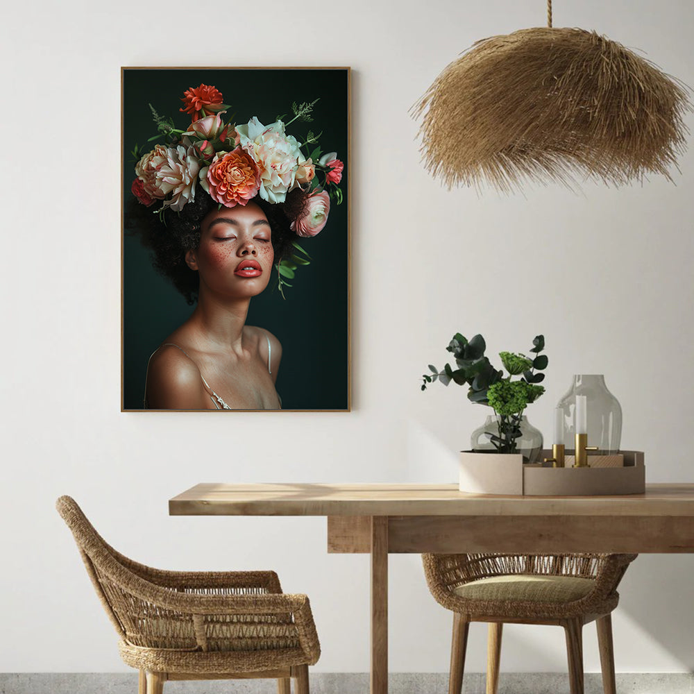 Floral Majesty: Artistic Crown Of Blooms Canvas Art