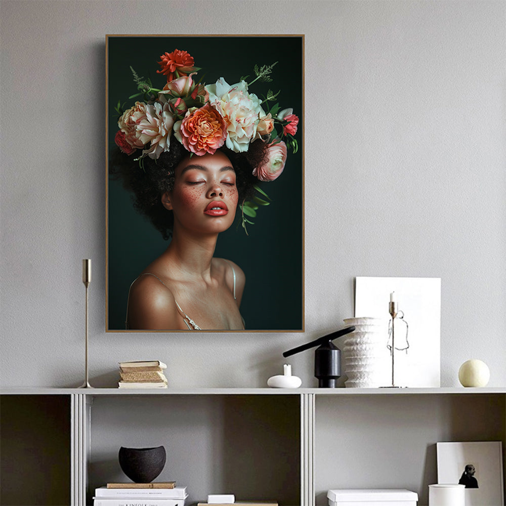 Floral Majesty: Artistic Crown Of Blooms Canvas Art