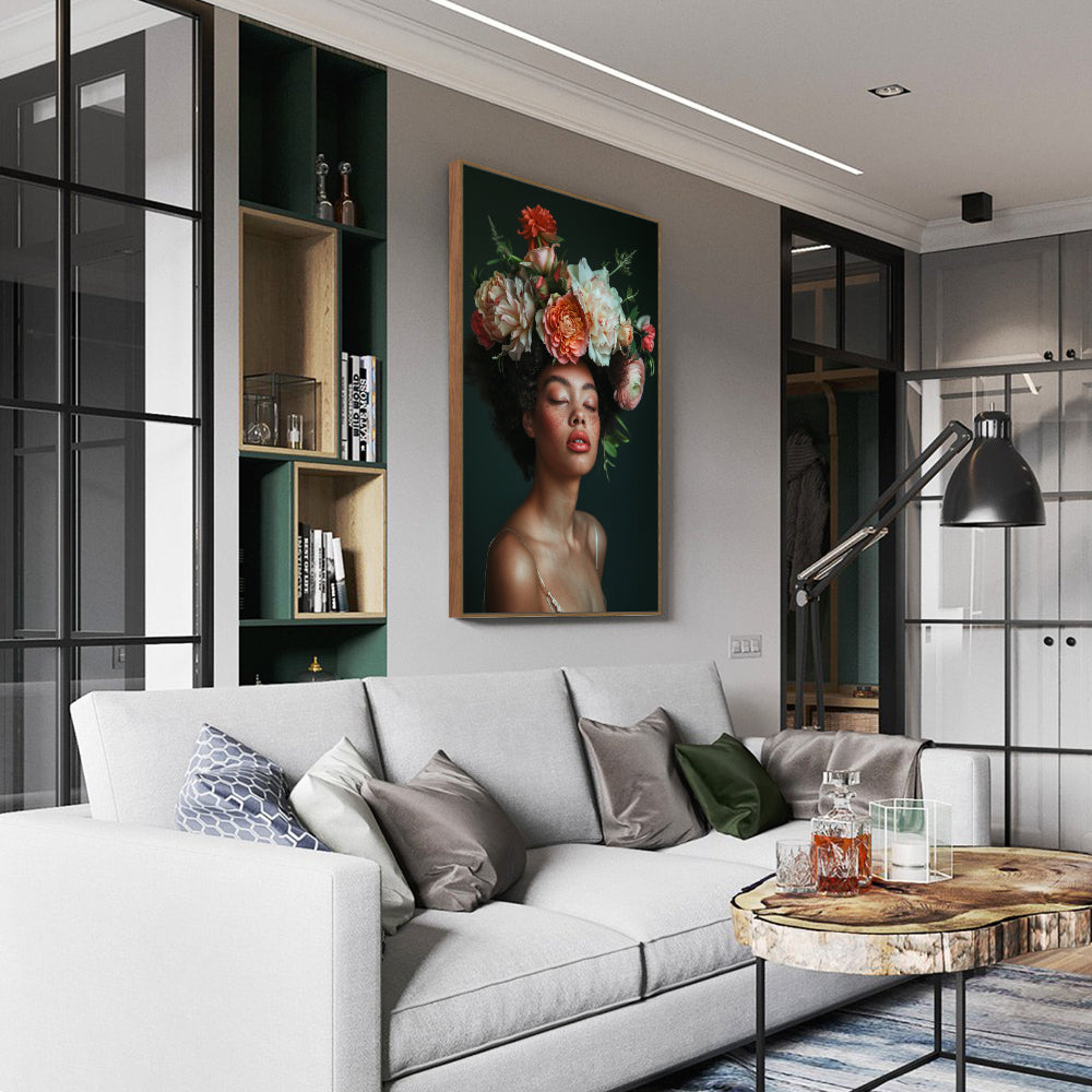 Floral Majesty: Artistic Crown Of Blooms Canvas Art