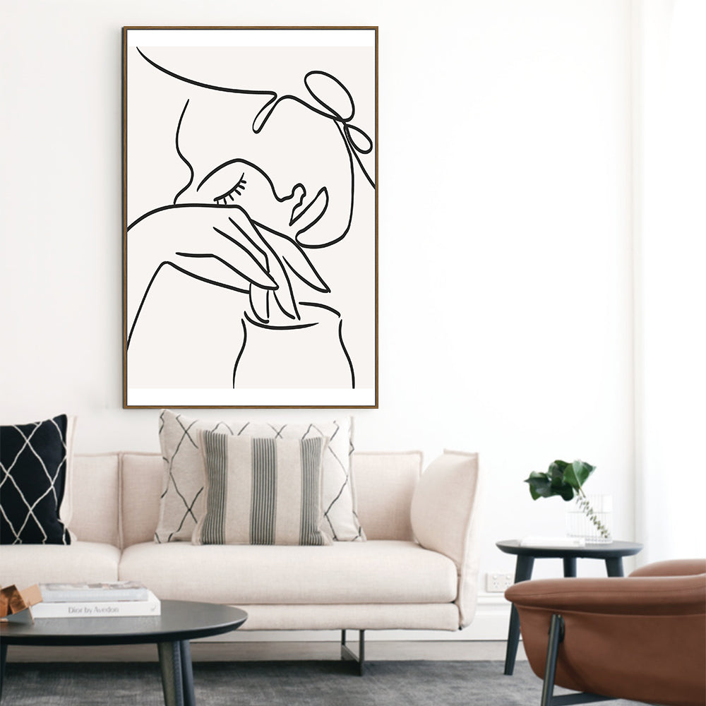 Line Art: Minimalist Hands And Face Canvas Wall Art