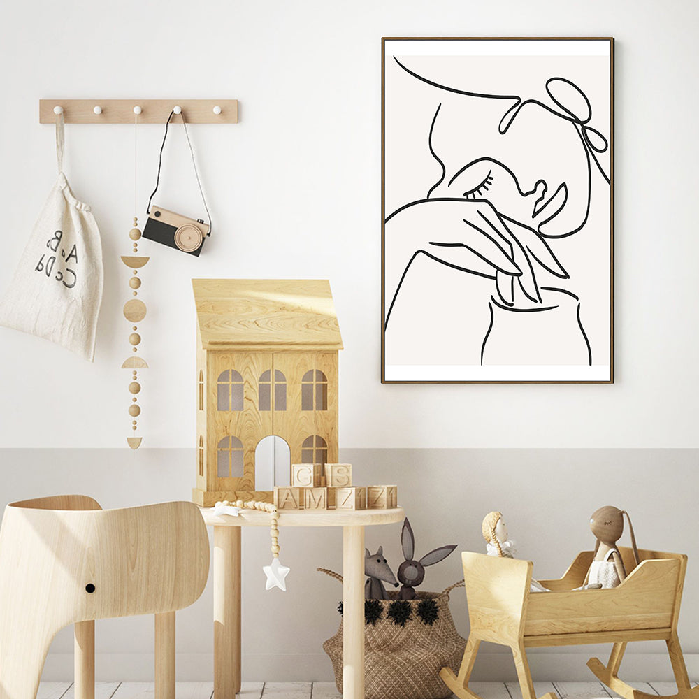 Line Art: Minimalist Hands And Face Canvas Wall Art