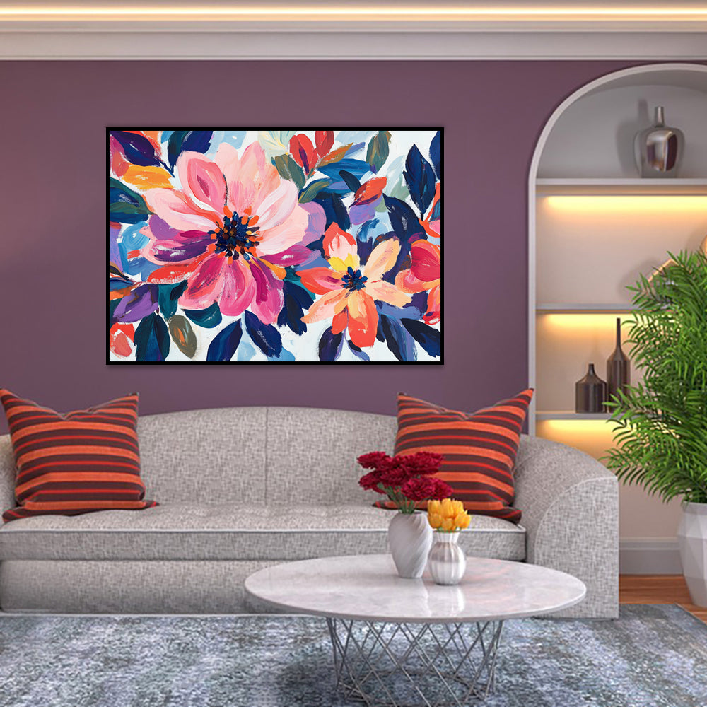 Bold & Vibrant Floral Canvas Wall Art – Modern Flower Painting