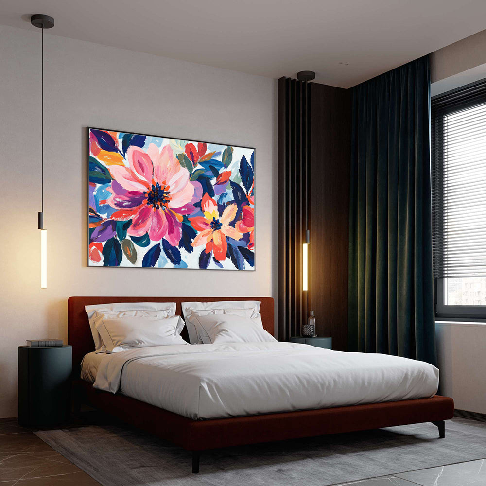 Bold & Vibrant Floral Canvas Wall Art – Modern Flower Painting