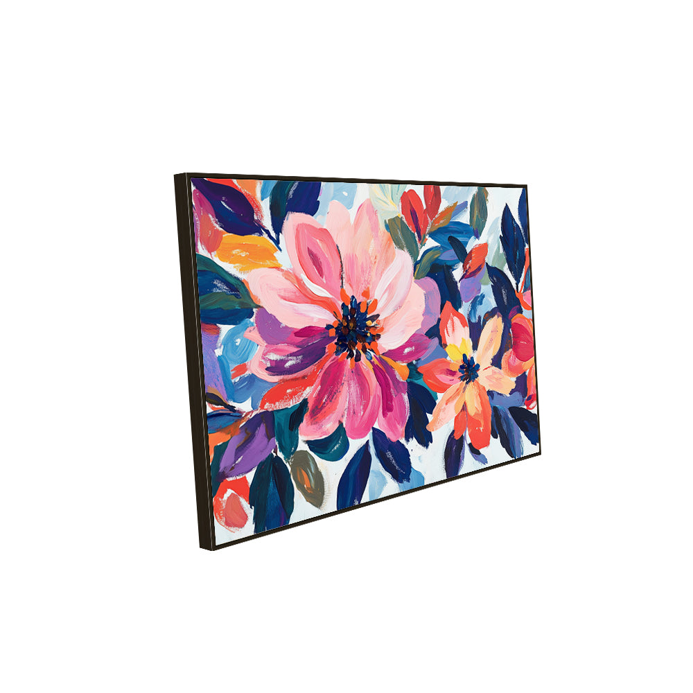 Bold & Vibrant Floral Canvas Wall Art – Modern Flower Painting
