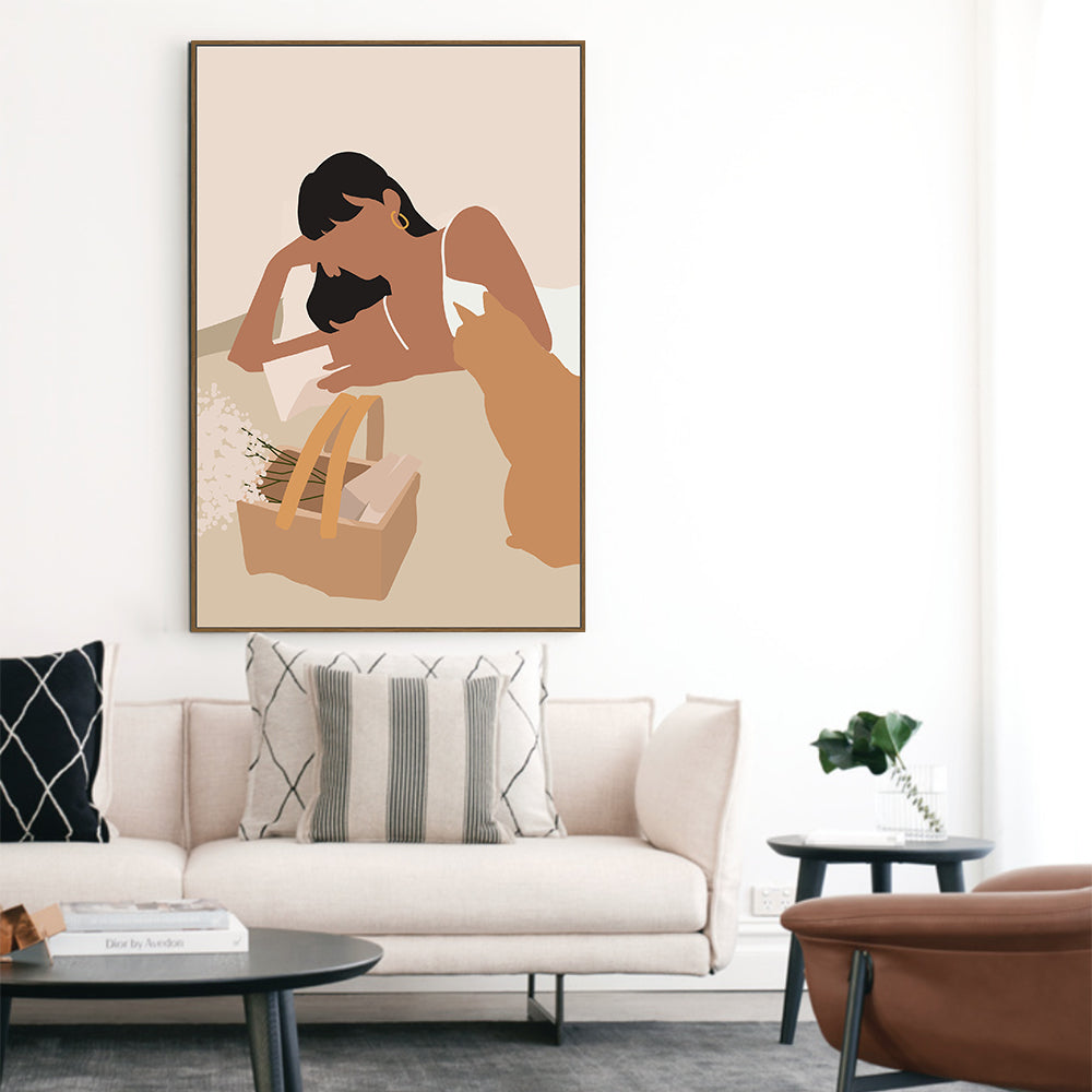 Boho Picnic Bliss: Minimalist Canvas Wall Art