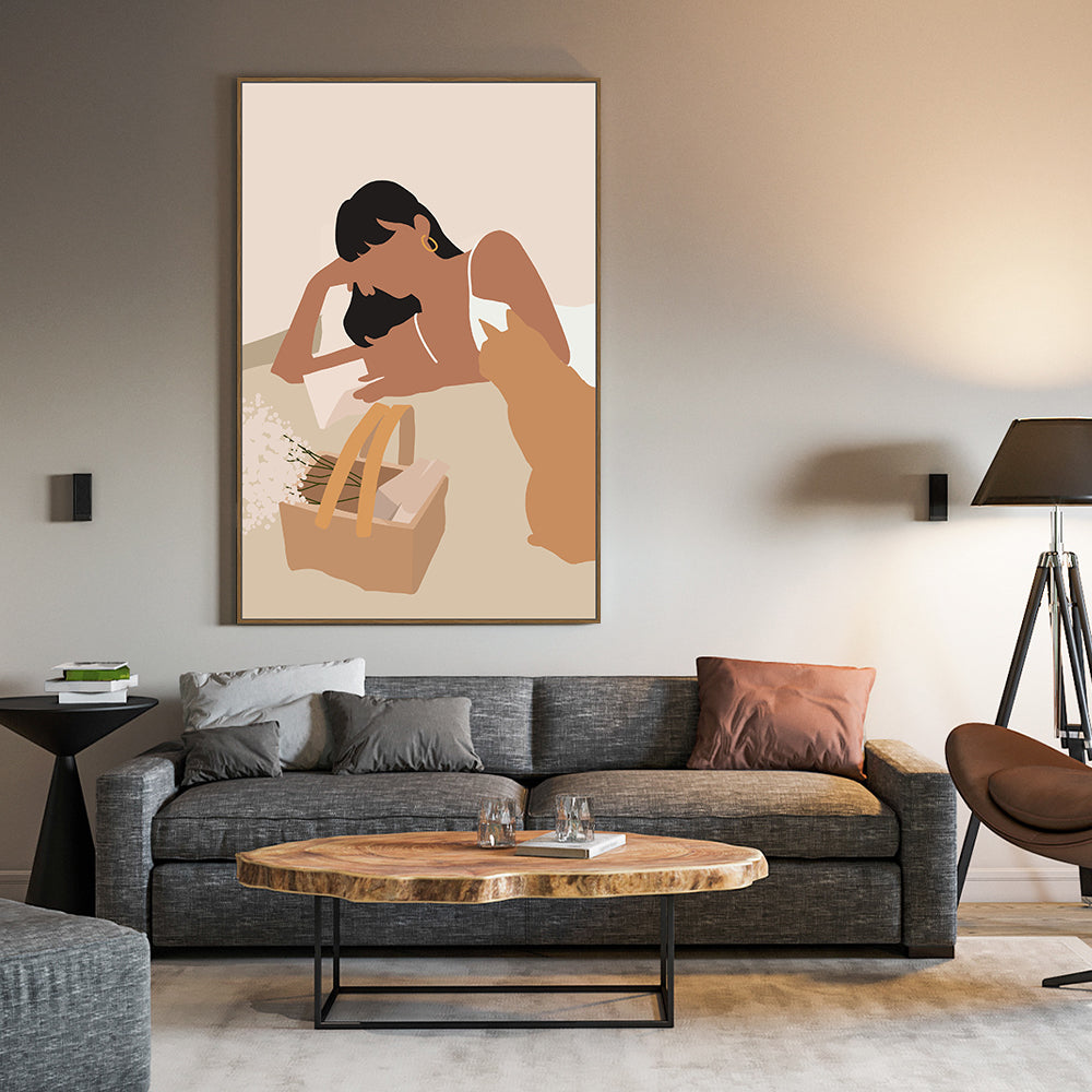 Boho Picnic Bliss: Minimalist Canvas Wall Art