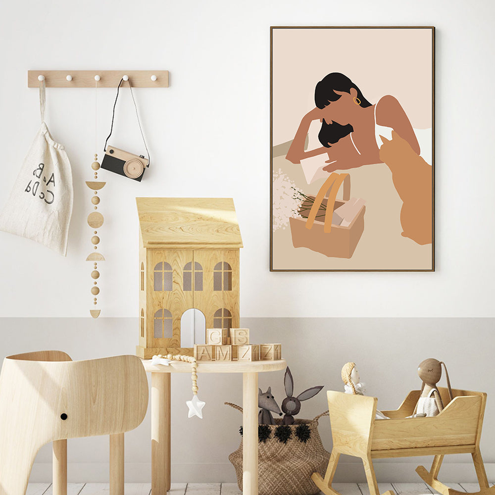 Boho Picnic Bliss: Minimalist Canvas Wall Art