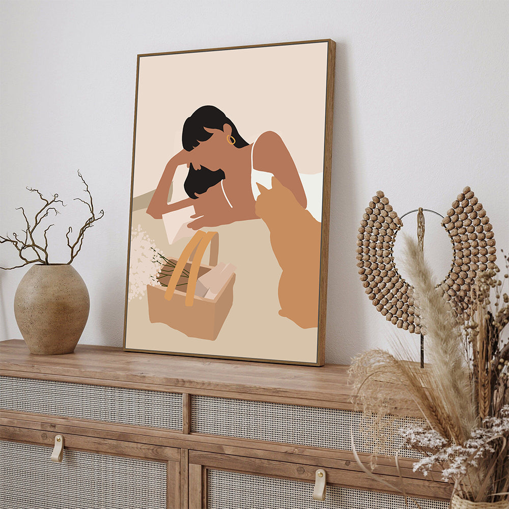 Boho Picnic Bliss: Minimalist Canvas Wall Art