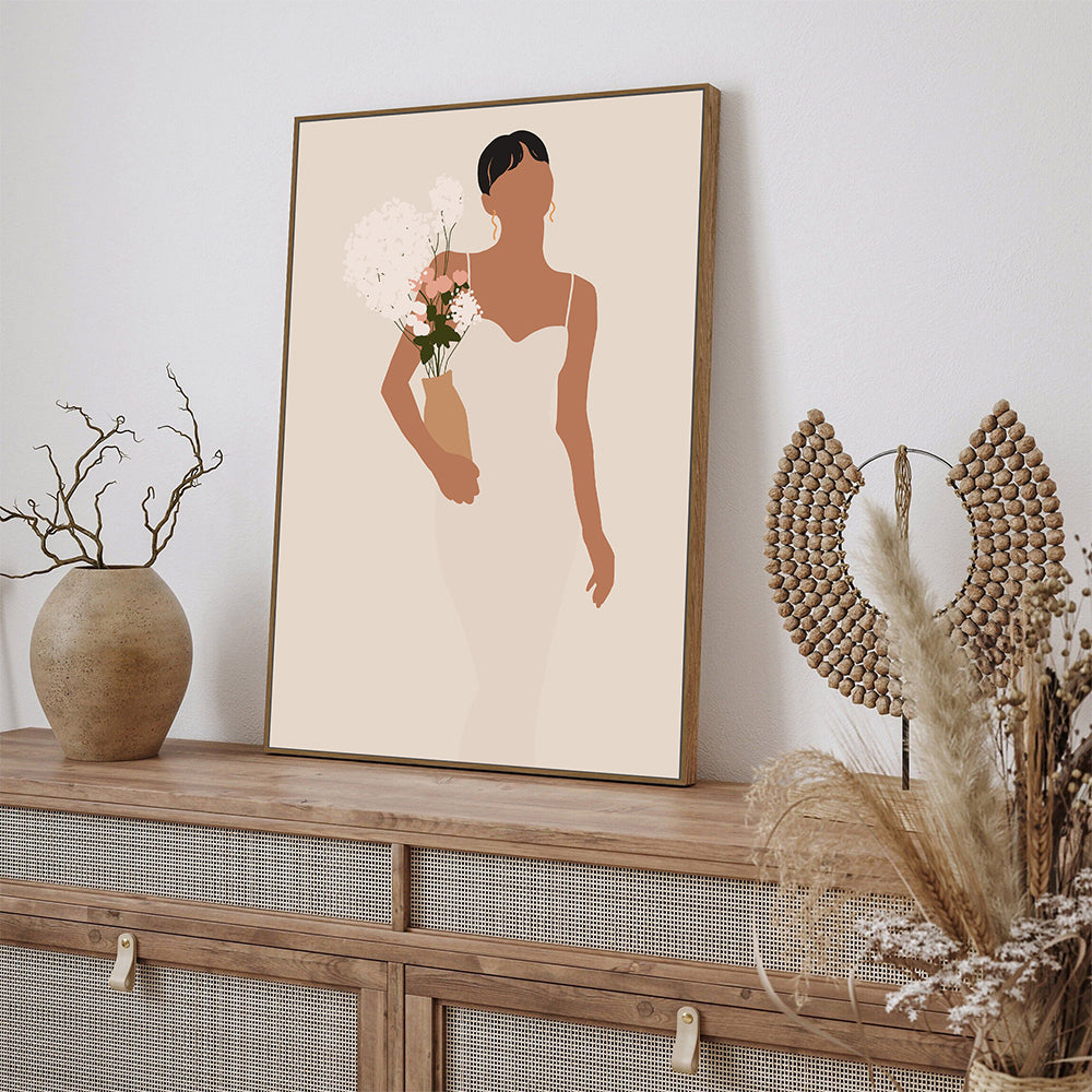 Minimalist Bride Canvas Wall Art – Elegant Wedding Decor