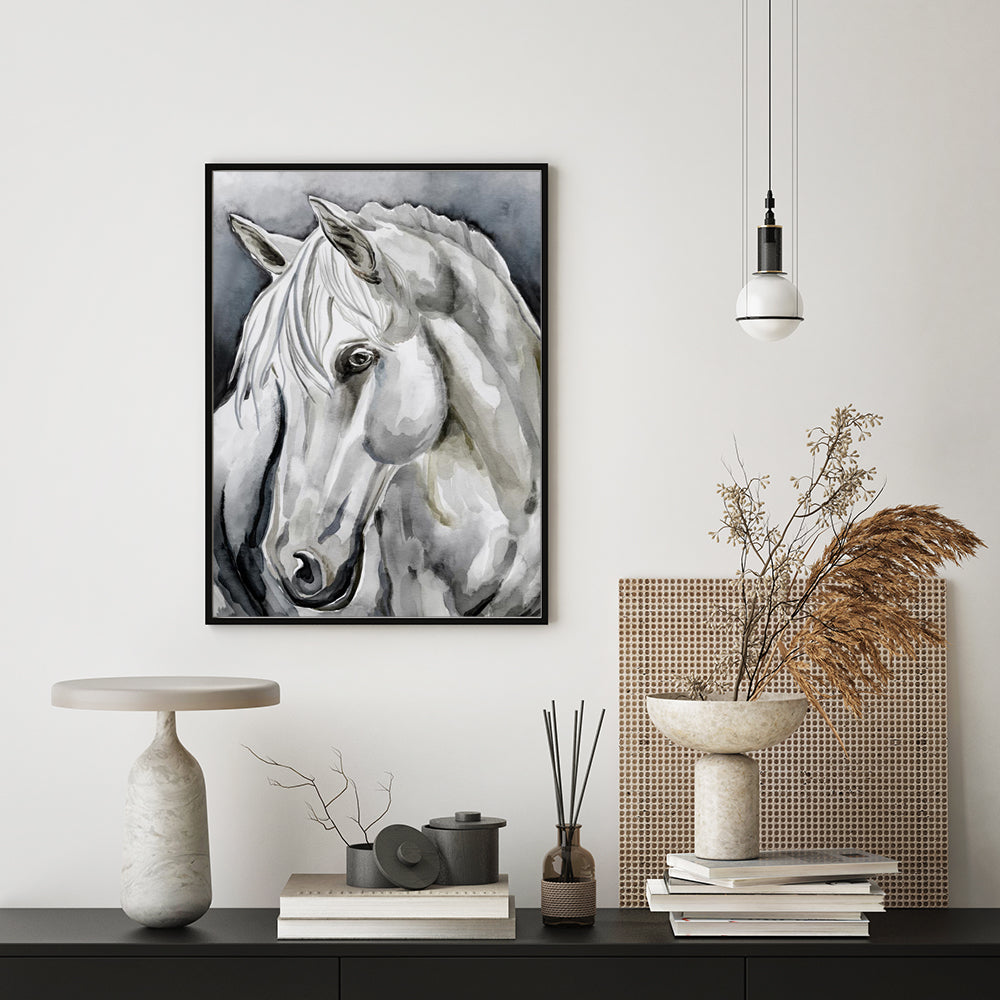 Majestic White Horse Canvas Wall Art