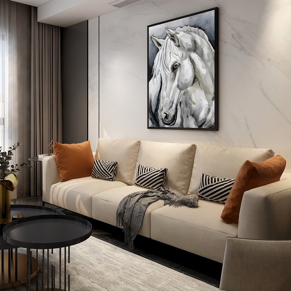 Majestic White Horse Canvas Wall Art