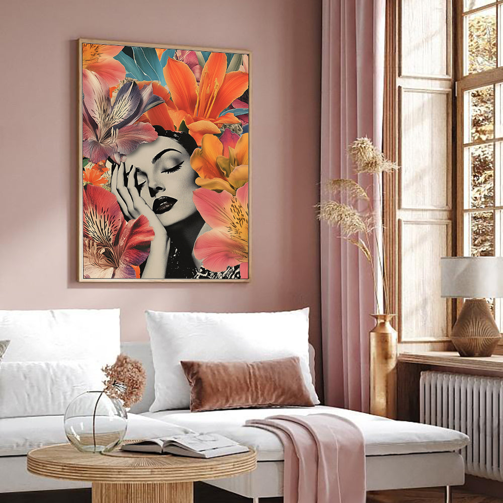 Dreamy Floral Noir Canvas Wall Art – Timeless Beauty Meets Vibrant Elegance