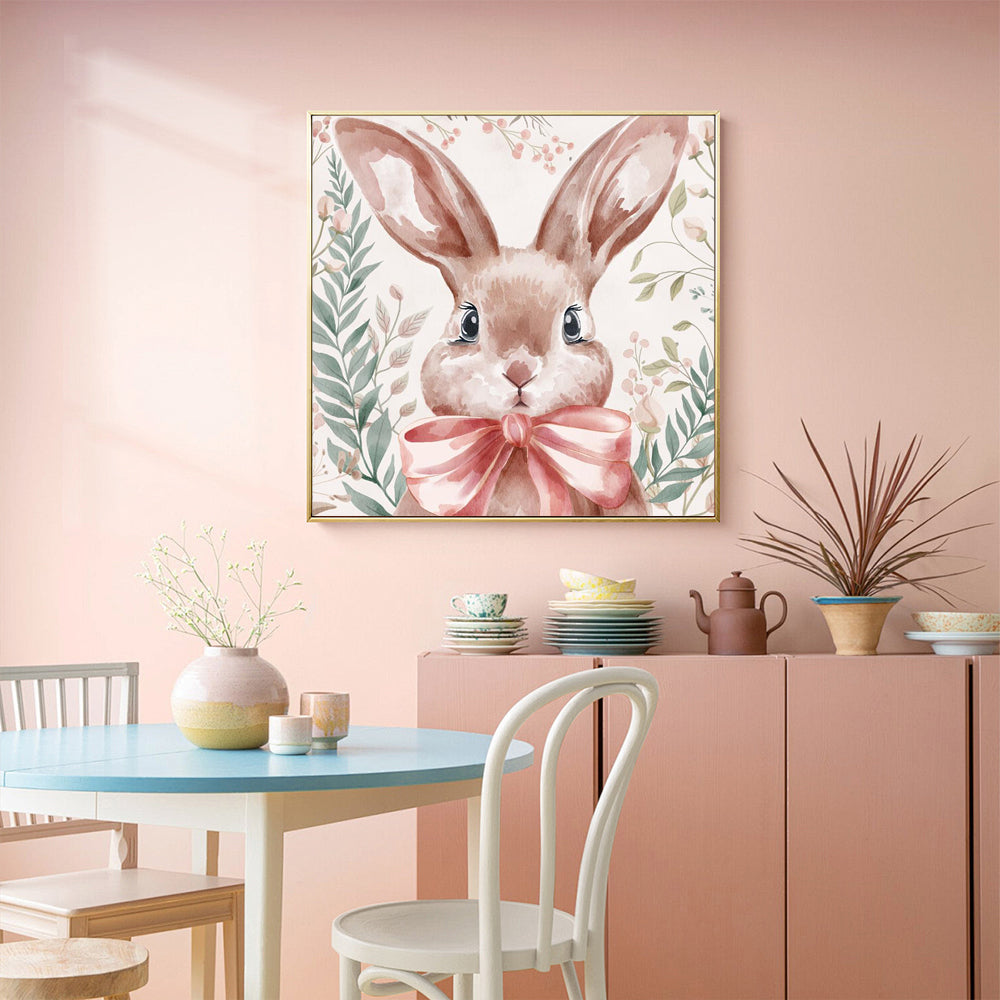 Charming Bunny & Cute Woodland Nursery Décor Canvas Wall Art