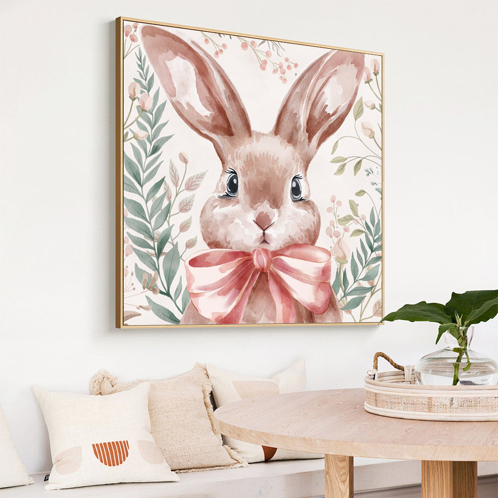Charming Bunny & Cute Woodland Nursery Décor Canvas Wall Art
