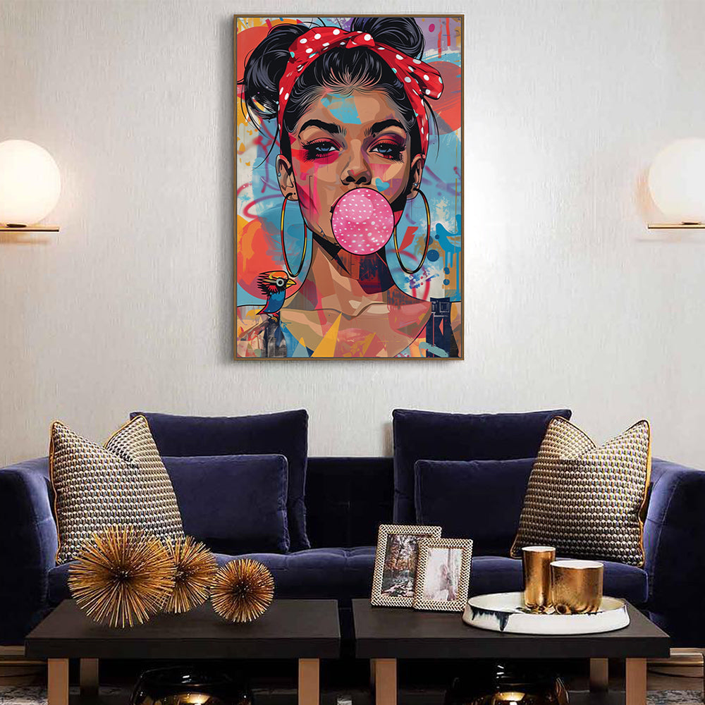 Pop Art Bubblegum Canvas – Bold And Colorful Portrait