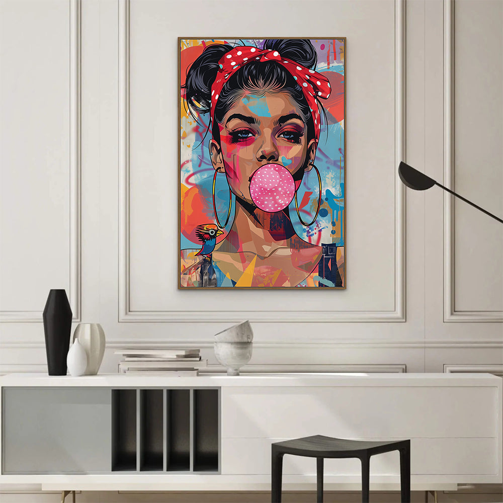 Pop Art Bubblegum Canvas – Bold And Colorful Portrait