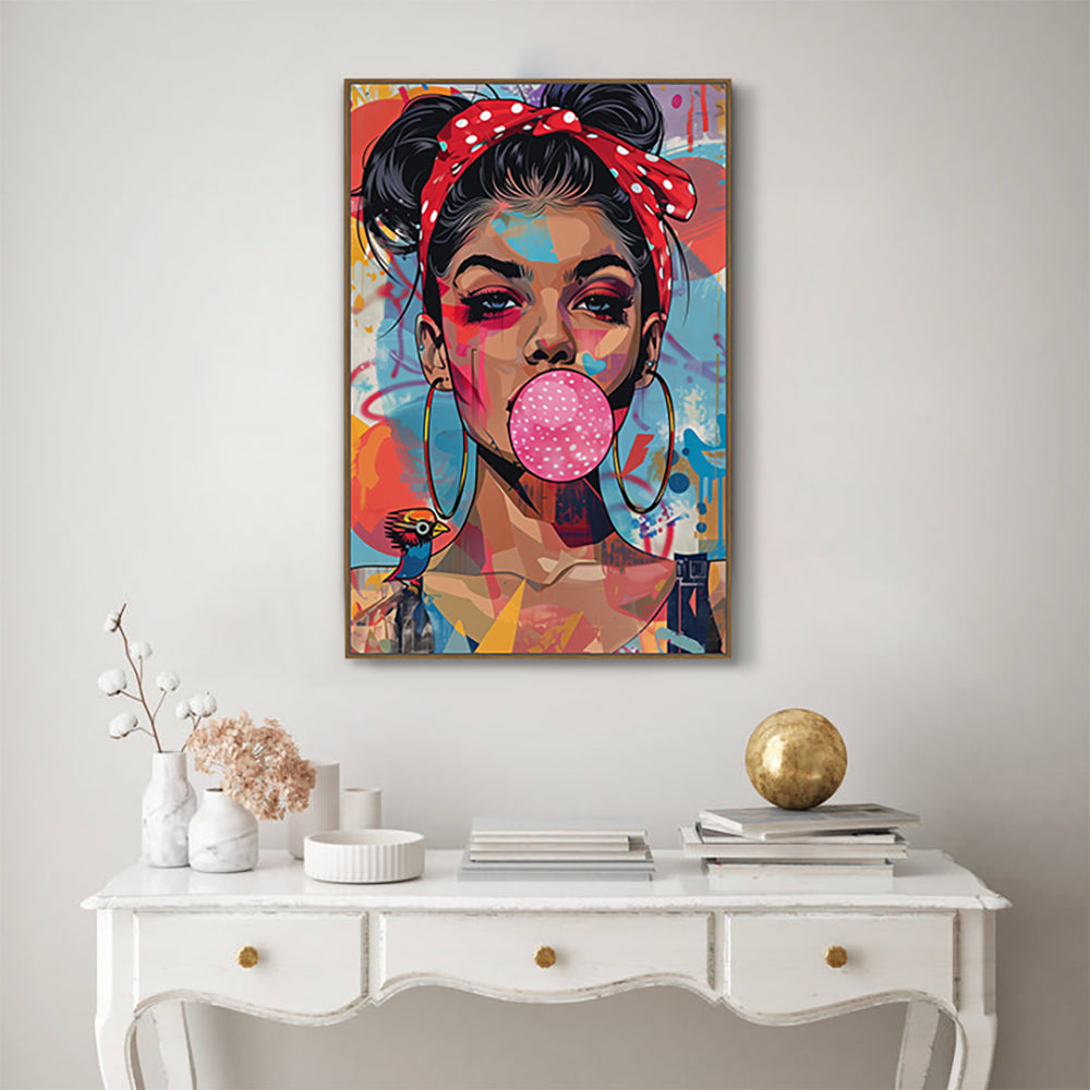Pop Art Bubblegum Canvas – Bold And Colorful Portrait