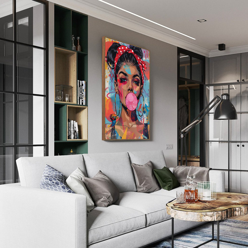 Pop Art Bubblegum Canvas – Bold And Colorful Portrait
