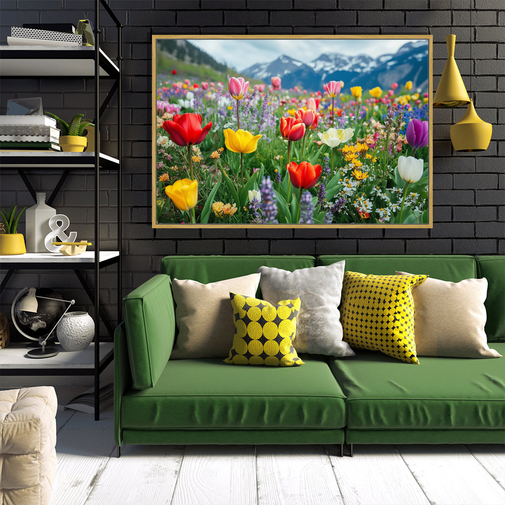 Colorful Mountain Wildflower Canvas Wall Art – Nature’s Beauty for Your Home