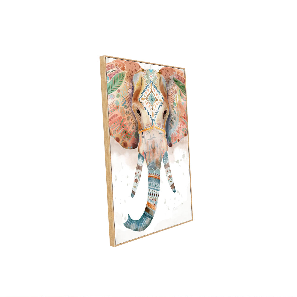Boho Tribal Elephant Canvas Wall Art