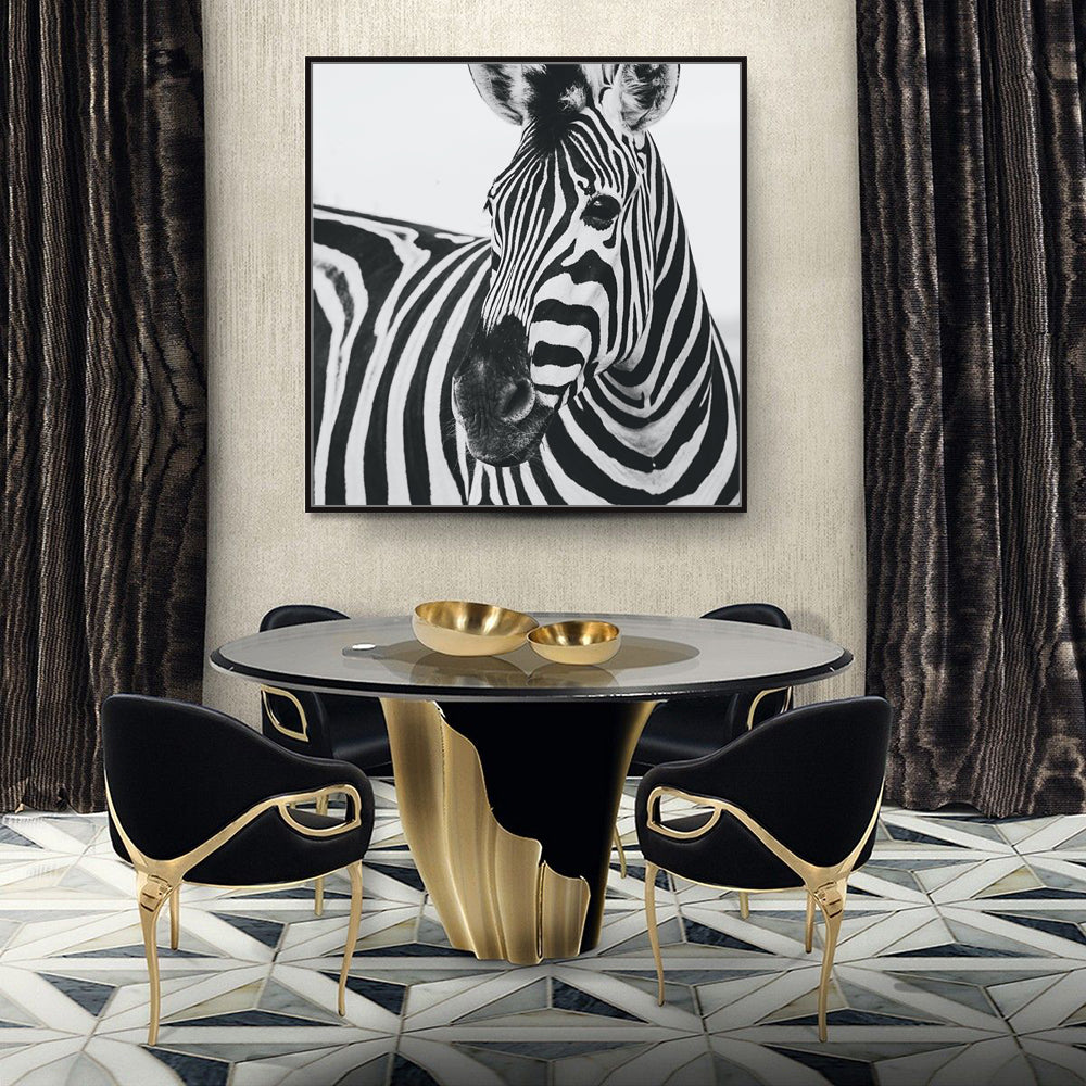 Striking Zebra Black And White Canvas Wall Art