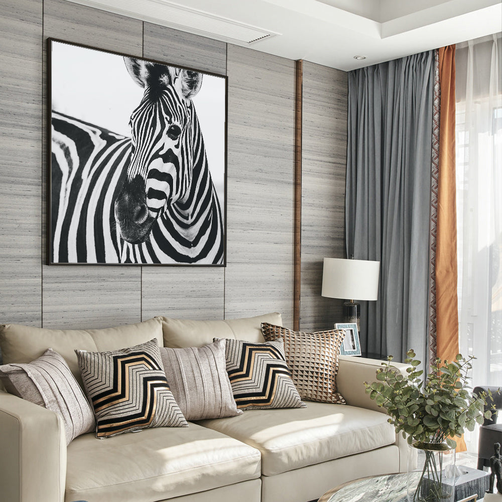 Striking Zebra Black And White Canvas Wall Art