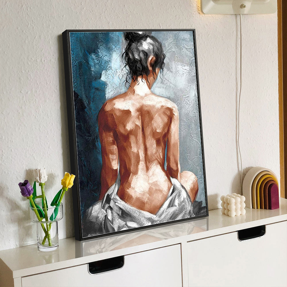 Elegant Nude Woman – Artistic & Textured Figurative Painting Canvas Wall Art