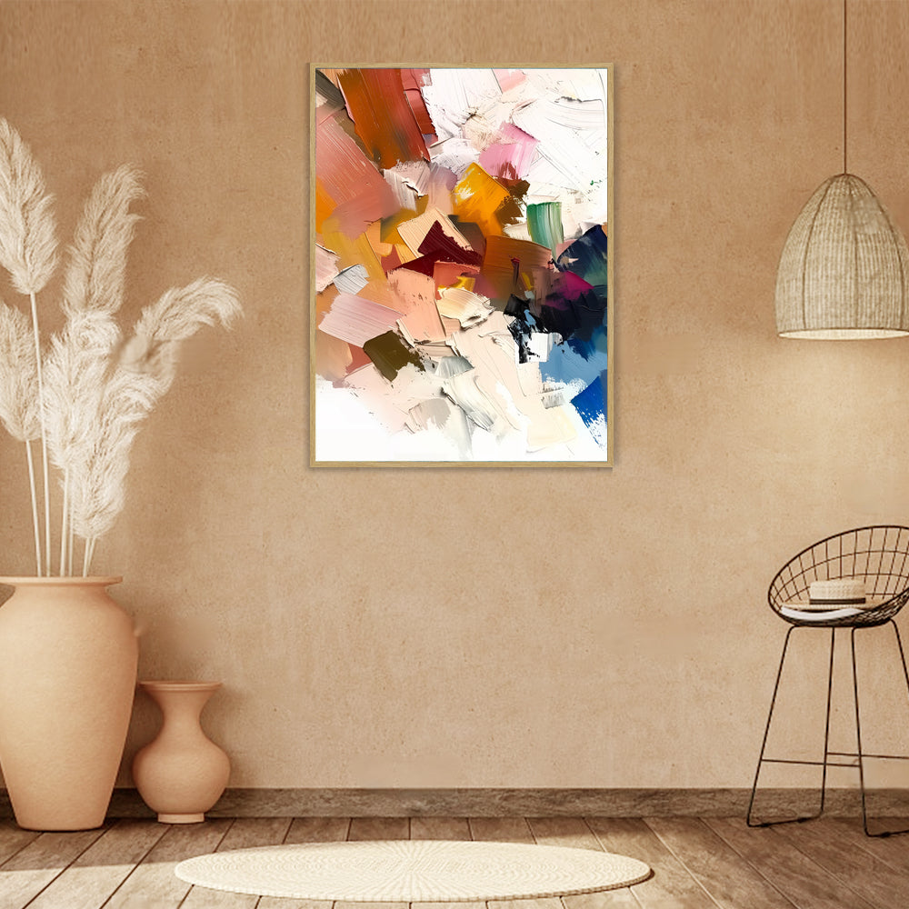 "Vivid Harmony: Abstract Palette Knife Canvas Wall Art"