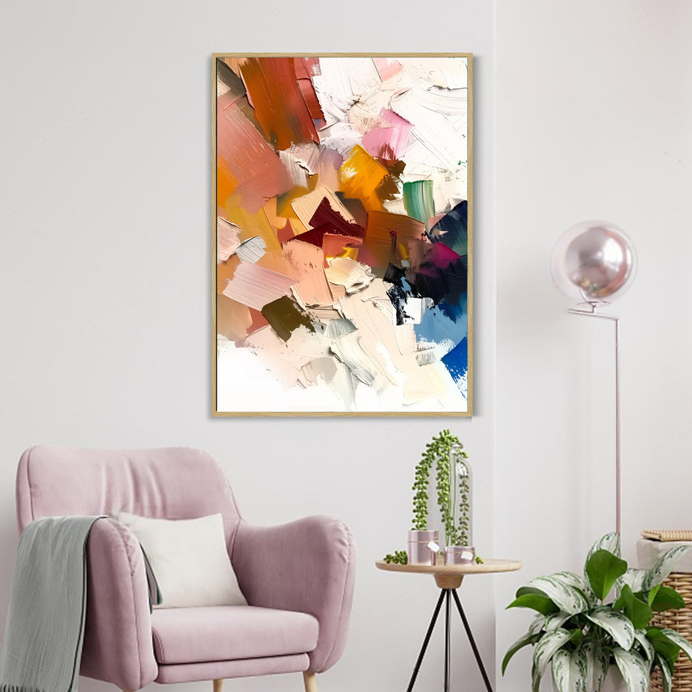 "Vivid Harmony: Abstract Palette Knife Canvas Wall Art"