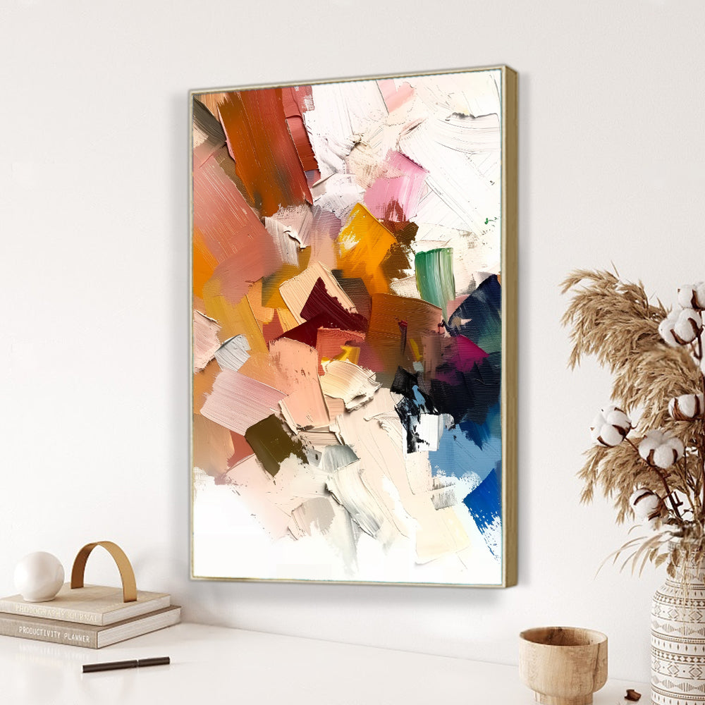 "Vivid Harmony: Abstract Palette Knife Canvas Wall Art"