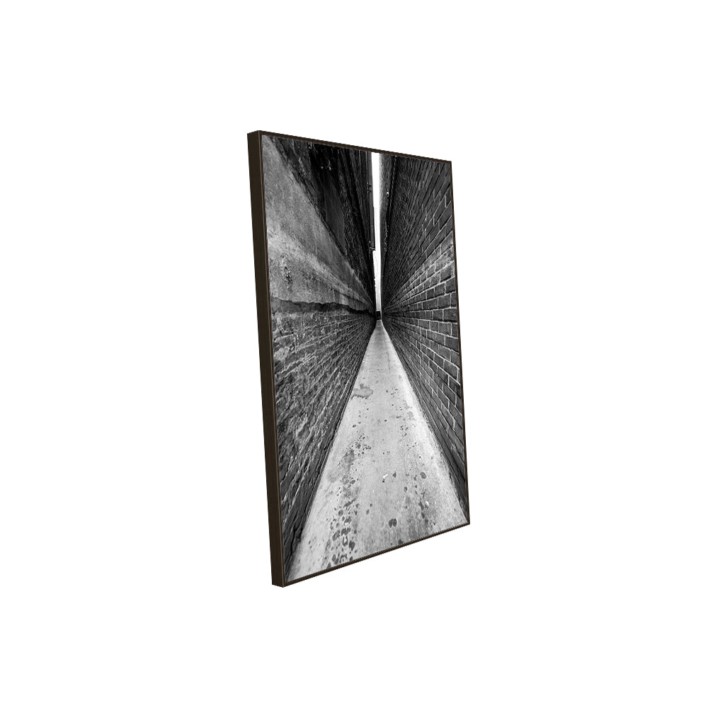 Narrow Alley Perspective Canvas Wall Art – Black And White Urban Geometry