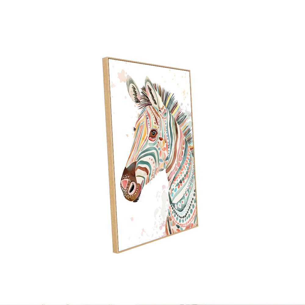 Boho Safari Colorful Zebra Canvas Wall Art