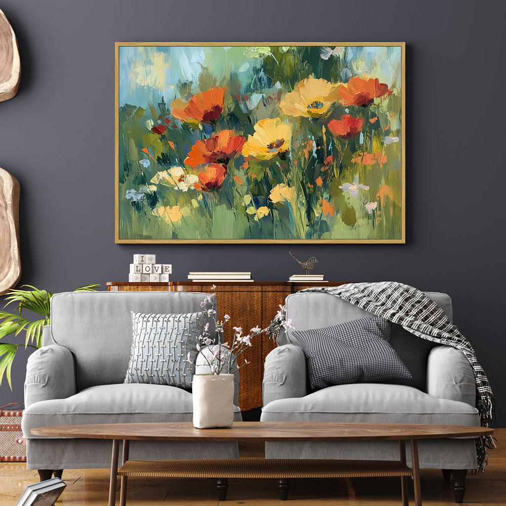 Vibrant Wildflower Canvas Wall Art – Bold Impressionist Floral Decor